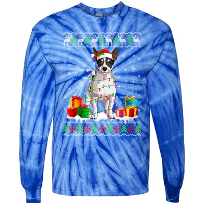 Jack Russell Terrier Dog Ugly Christmas Santa Hat Xmas Dog Gift Tie-Dye Long Sleeve Shirt