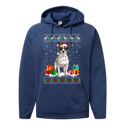 Jack Russell Terrier Dog Ugly Christmas Santa Hat Xmas Dog Gift Performance Fleece Hoodie