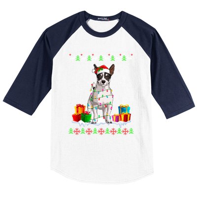 Jack Russell Terrier Dog Ugly Christmas Santa Hat Xmas Dog Gift Baseball Sleeve Shirt