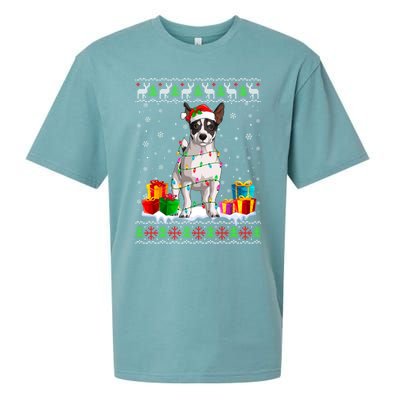 Jack Russell Terrier Dog Ugly Christmas Santa Hat Xmas Dog Gift Sueded Cloud Jersey T-Shirt