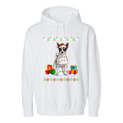 Jack Russell Terrier Dog Ugly Christmas Santa Hat Xmas Dog Gift Garment-Dyed Fleece Hoodie