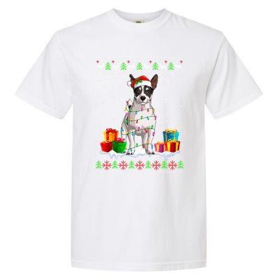 Jack Russell Terrier Dog Ugly Christmas Santa Hat Xmas Dog Gift Garment-Dyed Heavyweight T-Shirt