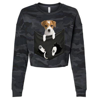 Jack Russell Terrier Dog In Pocket Cropped Pullover Crew