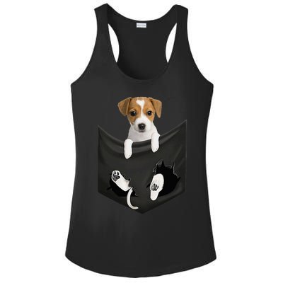 Jack Russell Terrier Dog In Pocket Ladies PosiCharge Competitor Racerback Tank