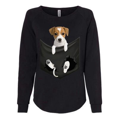 Jack Russell Terrier Dog In Pocket Womens California Wash Sweatshirt