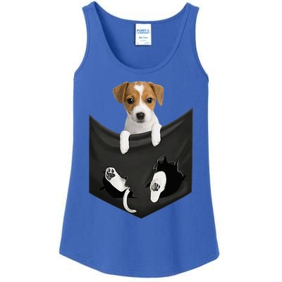 Jack Russell Terrier Dog In Pocket Ladies Essential Tank