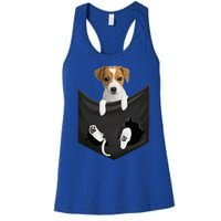 Jack Russell Terrier Dog In Pocket Women's Racerback Tank