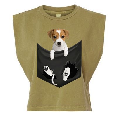 Jack Russell Terrier Dog In Pocket Garment-Dyed Women's Muscle Tee