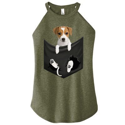 Jack Russell Terrier Dog In Pocket Women's Perfect Tri Rocker Tank