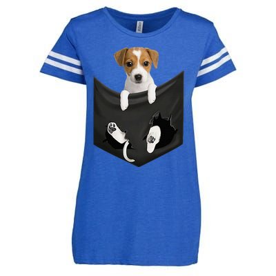 Jack Russell Terrier Dog In Pocket Enza Ladies Jersey Football T-Shirt