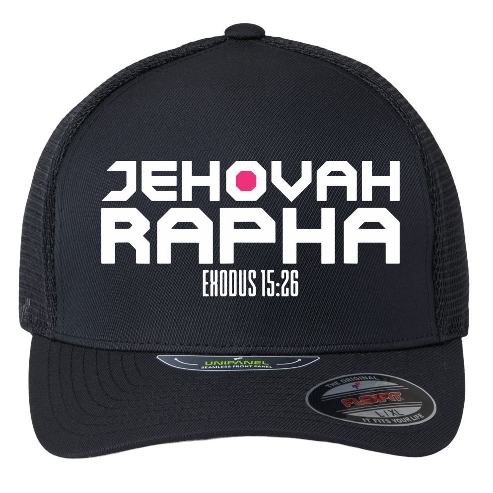 Jehovah Rapha The God Who Heals Exodus 1526 Christian Flexfit Unipanel Trucker Cap