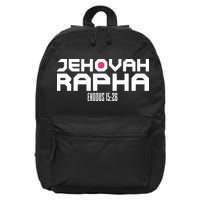 Jehovah Rapha The God Who Heals Exodus 1526 Christian 16 in Basic Backpack