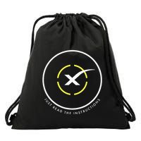Just Read The Instructions Space Drone Ship With White X Drawstring Bag