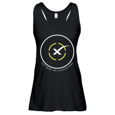 Just Read The Instructions Space Drone Ship With White X Ladies Essential Flowy Tank