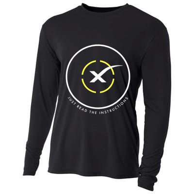 Just Read The Instructions Space Drone Ship With White X Cooling Performance Long Sleeve Crew