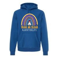 Janitor Rainbow Trick Or Teach Funny Ghost Halloween Gift Premium Hoodie