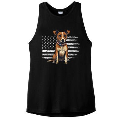 Jack Russell Terrier Dad Mom Dog Lover Usa Flag 4th Of July Cool Gift Ladies PosiCharge Tri-Blend Wicking Tank