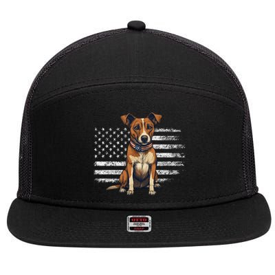 Jack Russell Terrier Dad Mom Dog Lover Usa Flag 4th Of July Cool Gift 7 Panel Mesh Trucker Snapback Hat