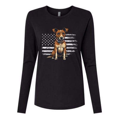 Jack Russell Terrier Dad Mom Dog Lover Usa Flag 4th Of July Cool Gift Womens Cotton Relaxed Long Sleeve T-Shirt