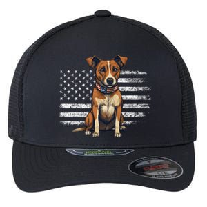 Jack Russell Terrier Dad Mom Dog Lover Usa Flag 4th Of July Cool Gift Flexfit Unipanel Trucker Cap