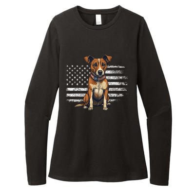 Jack Russell Terrier Dad Mom Dog Lover Usa Flag 4th Of July Cool Gift Womens CVC Long Sleeve Shirt