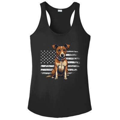 Jack Russell Terrier Dad Mom Dog Lover Usa Flag 4th Of July Cool Gift Ladies PosiCharge Competitor Racerback Tank