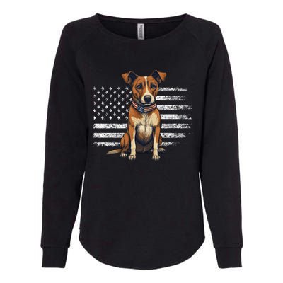 Jack Russell Terrier Dad Mom Dog Lover Usa Flag 4th Of July Cool Gift Womens California Wash Sweatshirt