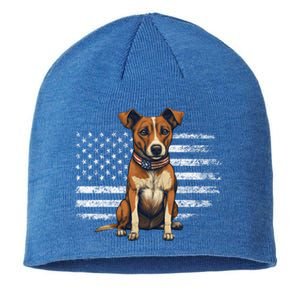 Jack Russell Terrier Dad Mom Dog Lover Usa Flag 4th Of July Cool Gift Sustainable Beanie