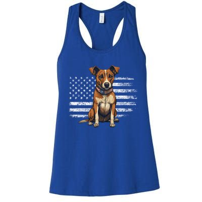 Jack Russell Terrier Dad Mom Dog Lover Usa Flag 4th Of July Cool Gift Women's Racerback Tank