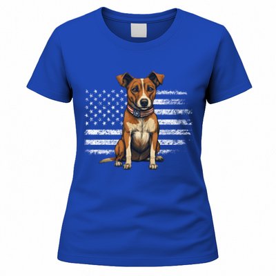 Jack Russell Terrier Dad Mom Dog Lover Usa Flag 4th Of July Cool Gift Women's T-Shirt