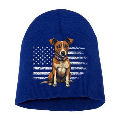 Jack Russell Terrier Dad Mom Dog Lover Usa Flag 4th Of July Cool Gift Short Acrylic Beanie