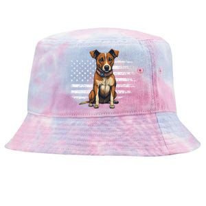 Jack Russell Terrier Dad Mom Dog Lover Usa Flag 4th Of July Cool Gift Tie-Dyed Bucket Hat