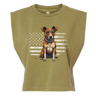 Jack Russell Terrier Dad Mom Dog Lover Usa Flag 4th Of July Cool Gift Garment-Dyed Women's Muscle Tee