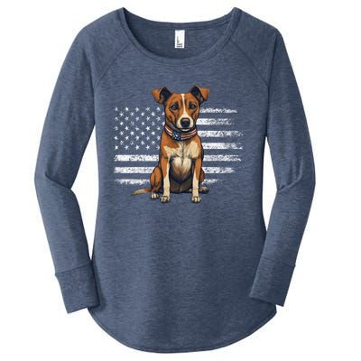 Jack Russell Terrier Dad Mom Dog Lover Usa Flag 4th Of July Cool Gift Women's Perfect Tri Tunic Long Sleeve Shirt