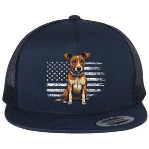 Jack Russell Terrier Dad Mom Dog Lover Usa Flag 4th Of July Cool Gift Flat Bill Trucker Hat