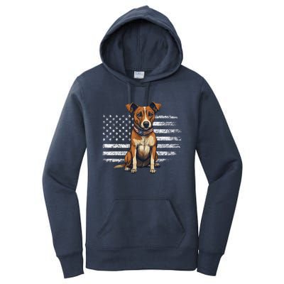 Jack Russell Terrier Dad Mom Dog Lover Usa Flag 4th Of July Cool Gift Women's Pullover Hoodie