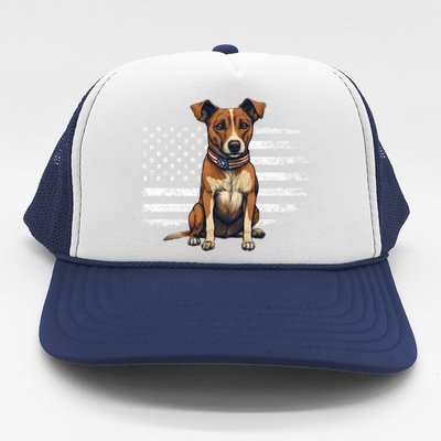 Jack Russell Terrier Dad Mom Dog Lover Usa Flag 4th Of July Cool Gift Trucker Hat