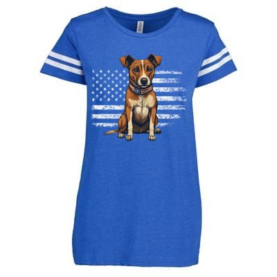 Jack Russell Terrier Dad Mom Dog Lover Usa Flag 4th Of July Cool Gift Enza Ladies Jersey Football T-Shirt