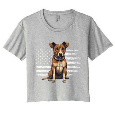 Jack Russell Terrier Dad Mom Dog Lover Usa Flag 4th Of July Cool Gift Women's Crop Top Tee