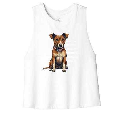 Jack Russell Terrier Dad Mom Dog Lover Usa Flag 4th Of July Cool Gift Women's Racerback Cropped Tank