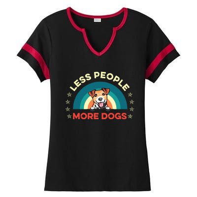 Jack Russell Terrier Dog Less People More Dogs Fathers Day Ladies Halftime Notch Neck Tee