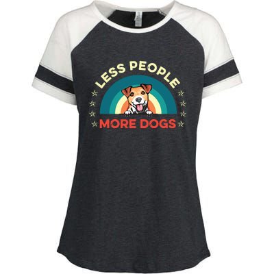 Jack Russell Terrier Dog Less People More Dogs Fathers Day Enza Ladies Jersey Colorblock Tee