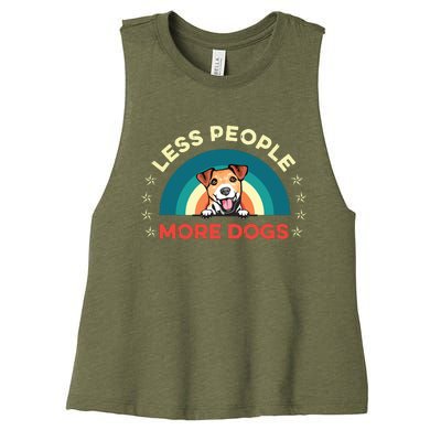 Jack Russell Terrier Dog Less People More Dogs Fathers Day Women's Racerback Cropped Tank