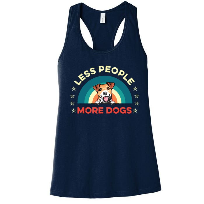 Jack Russell Terrier Dog Less People More Dogs Fathers Day Women's Racerback Tank