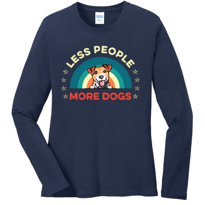 Jack Russell Terrier Dog Less People More Dogs Fathers Day Ladies Long Sleeve Shirt