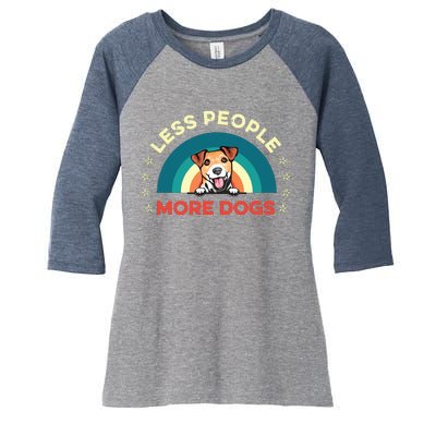 Jack Russell Terrier Dog Less People More Dogs Fathers Day Women's Tri-Blend 3/4-Sleeve Raglan Shirt