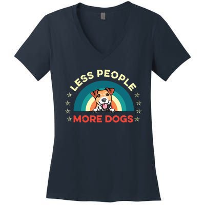 Jack Russell Terrier Dog Less People More Dogs Fathers Day Women's V-Neck T-Shirt