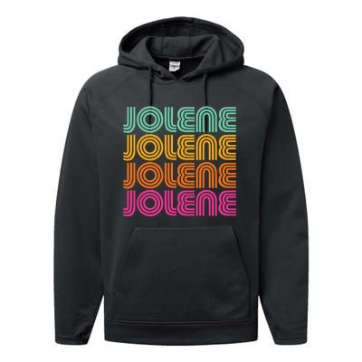 Jolene Retro Vintage 70s 80s Rainbow Pink Song Sunset Name Performance Fleece Hoodie