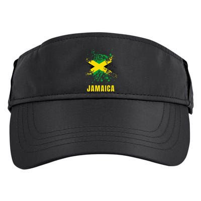 Jamaica Retro Vintage Watercolors Sport Jamaican Flag Adult Drive Performance Visor