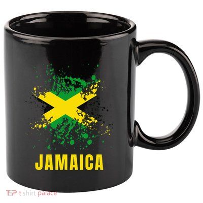 Jamaica Retro Vintage Watercolors Sport Jamaican Flag 11oz C Handle Ceramic Mug